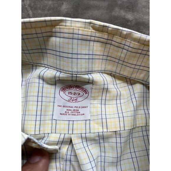 Brooks Brothers 346 Mens Shirt 15-2/3 Yellow‎ Original polo Check Non Iron - Picture 4 of 6